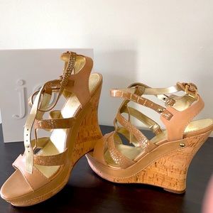 Guess leather wedge sandals.